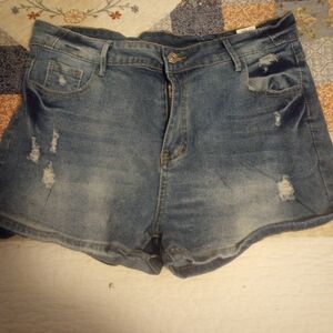 SHEIN Distressed Blue Jean Shorts
